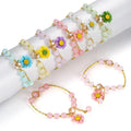 Colorful Flower Charm Bracelets Handmade Crystal Beaded Elastic Rope Daisy Bracelets for Girls
