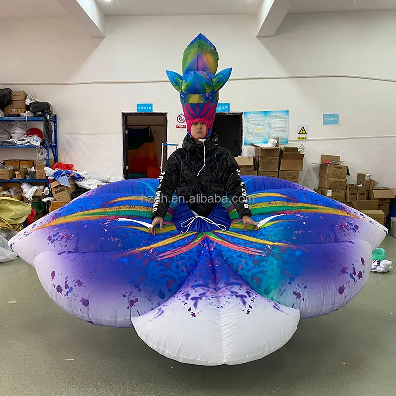Performance Parade Inflatable Flower Balloon Costume with LED Light and Remote Control for Stilt