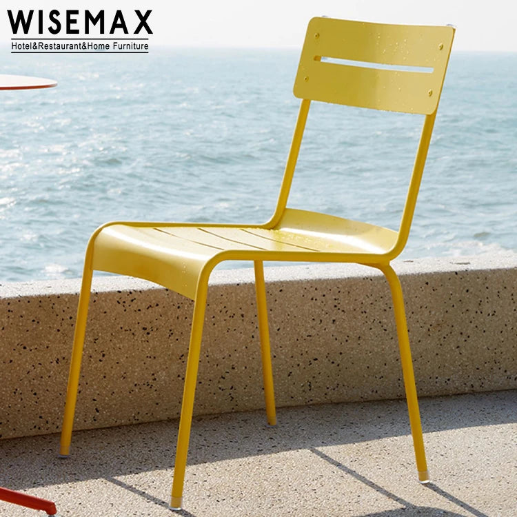 WISEMAX FURNITURE Modern Outdoor Furniture Durable Waterproof Aluminum Frame bar Chair Dining Garden Chair with Armrest