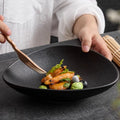 Creative Restaurant Eco-Friendly Porcelain Bowl and Triangle Plate Set Matte 9'' Black Speckled Salad Dishes for Hotels