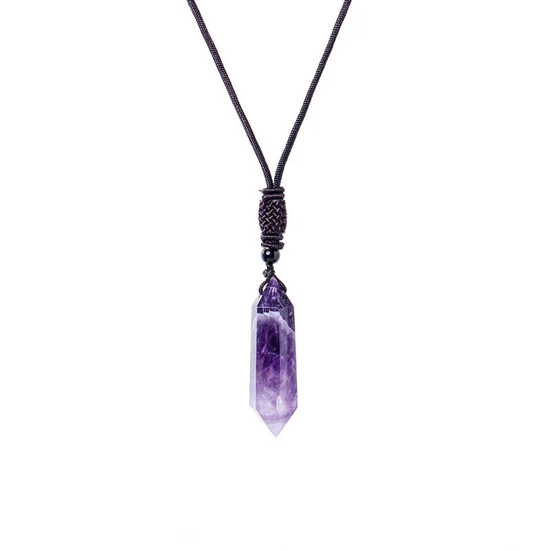 HZ Wholesale Natural Rock Stone Agate Amethyst Rose Quartz Cabochon Pointed Pendulum Gemstone Crystal Pendant