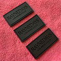 Special Technique Engrave logo PVC Rubber Label for T-shirtSolid Black Debossed Rubber Sewing Tag for Handbags