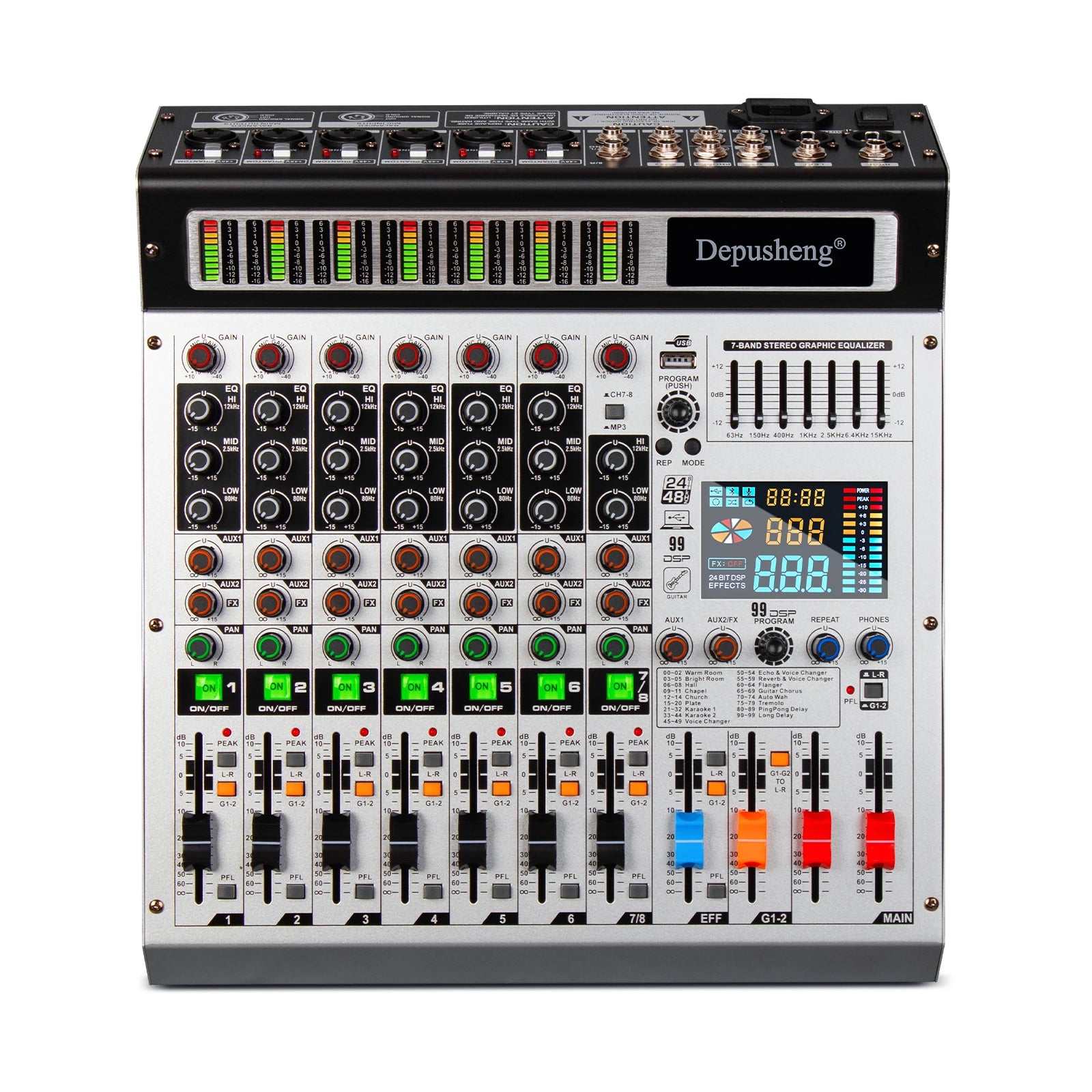 TX-8 Built-in 99 Reverb Effect 8 Channel Digital Mixer with 2 Marshals Professional Audio Mixer for Stage Performance