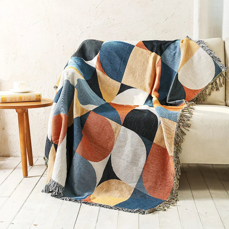 Hot Sale Portable Different Pattern Multifunctional Ravel  Picnic Woven Custom Blanket