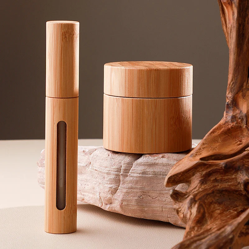 Wooden Lid Custom Roller Ball Bottle Essential Oil Rubber Head Dropper Wooden Lid