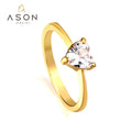 Ason Stackable Custom Fashion Heart Rings Jewelry Stainless Steel Wedding Ring Diamond 18 k Gold Plating Ring for Men Women