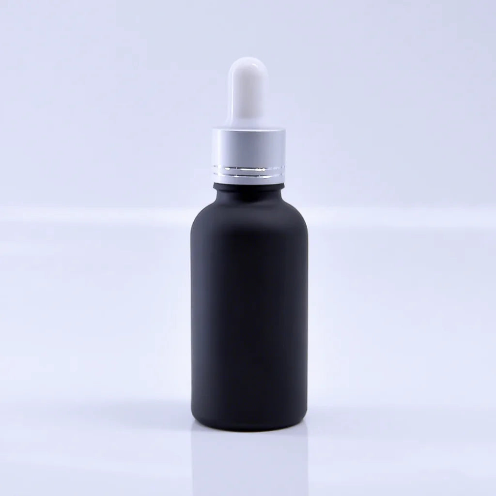 Face Oil Packaging 50ml Serum Glass Bottle 30ml 100ml Matte Black Round Essential Oil Glass Dropper Bottle