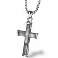 Christian Mens Punk Religious Pendant Stainless Steel Antique Silver Plated Jesus Cross Fine Necklace