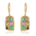 Fashion Boutique Irregular Brass Gold-plated With Zircon and Amethyst Colored Gemstones Earrings