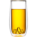 400ml Mountain Bottom Double Wall Glass Cup with Golden Rim Double wall glass cup for coffee tea and beer