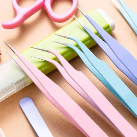 Wholesale Nail and Eyelash Tweezers Gudetama Stickers Clamp Stainless Steel Clip for Scrapbook Anti-static False Eyelash Plier
