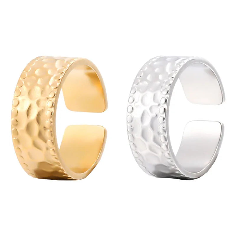 New Style Customized Stainless Steel 18K Gold Plated Adjustable Open Finger Rings for Women