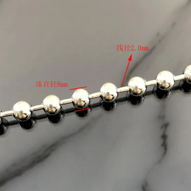 Large 8MM Stainless Steel Wave Bead Chain for Boy's Pants round Necklace Connecting DIY Jewelry Findings & Components