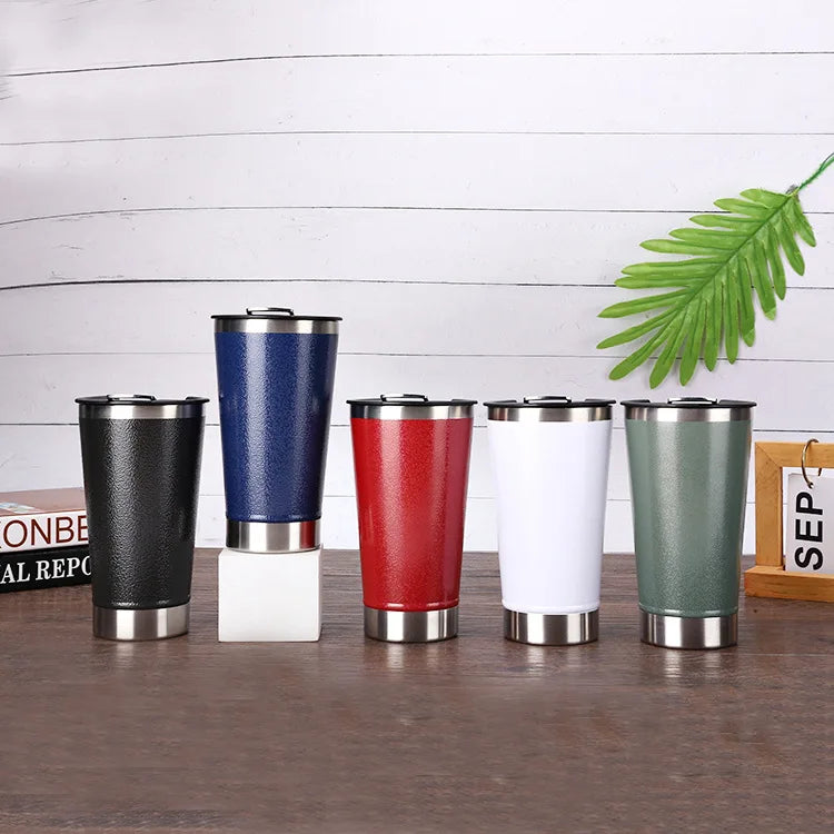 Vacuum Insulated Pint Tumbler with Bottle Opener 16 OZ 18/8 Stainless Steel Beer Mug Double Wall Drinking Cup Termos Bottle
