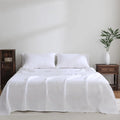 Wholesale White Color 100% European Flax Linen Washed Linen Luxurious Bed Sheets Duvet Cover Bedding Set