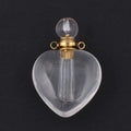 Hongzhuo Clear Quartz Gemstone Gold Plated Heart Shape Perfume Bottle Pendant for Necklaces Healing Crystals Jewelry
