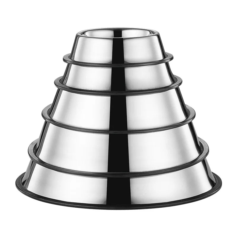 Eco-Friendly Stainless Steel Dog/Cat Bowl Anti-Fall Anti-Slip Solid Pattern Knock-Over Protection for Food Pet Bowls Feeders