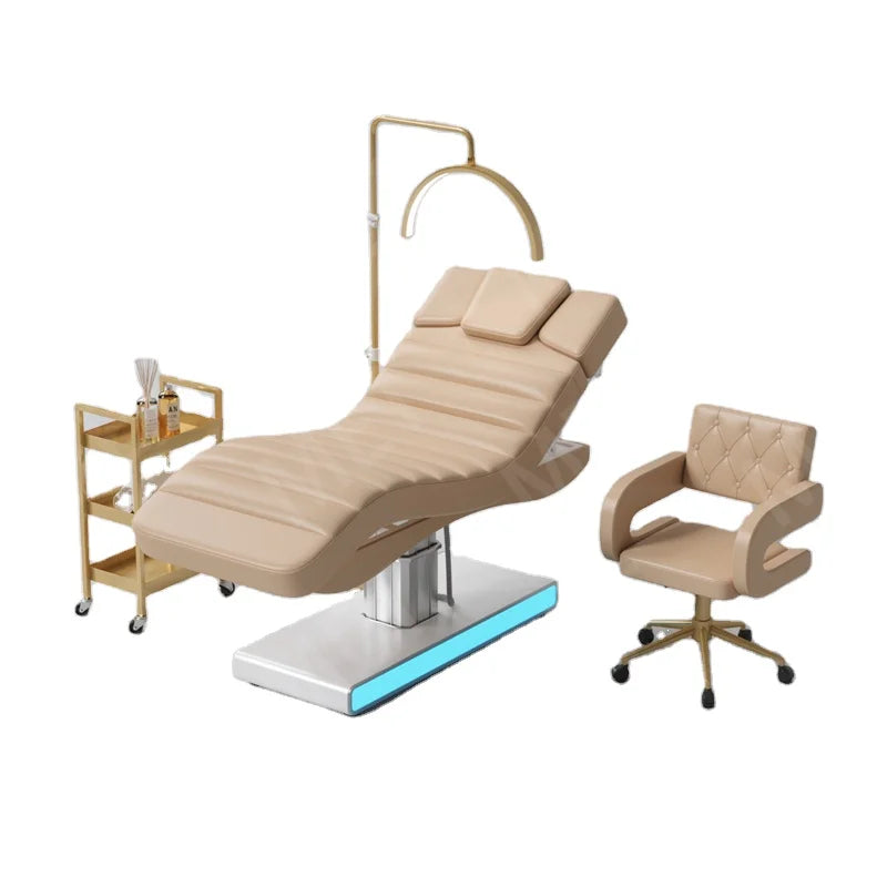 New Salon Beauty Bed Single Column with Light Electric Lifting Three-motor Massage Bed
