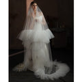 QUEENS GOWN High End Two-Layer Bridal Veil With Long Train Simple Headwear Ruffled Edge for Bridal Wedding Accessories