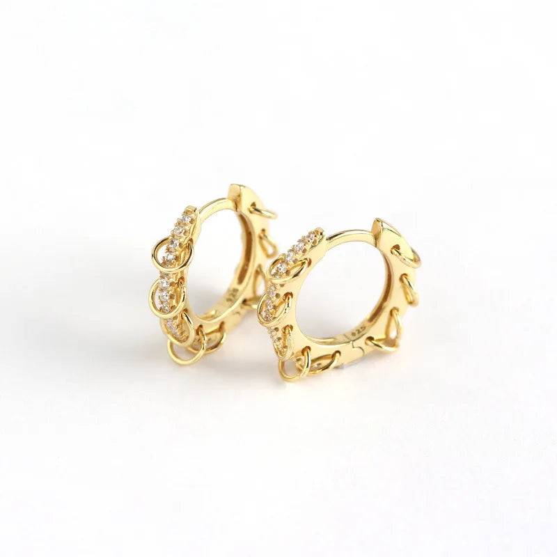 Bohemian Sterling Silver 925 Minimal Tiny Ring Circles Small Diamond Micro Pave Gold Huggie Hoops CZ Stone Hoop Earrings