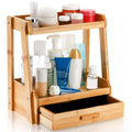 Bamboo-Makeup-Cosmetic Multi-purpose Cosmetic Perfume Display Stand Bamboo Desk Makeup Organizer