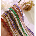 8 Colors Linked Rectangle Cubic Zircon Tennis Chain Bracelet Stainless Steel Bracelets for Women Colorful Statement Jewelry Set