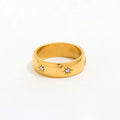 Fenny 18K Gold Plated Classic Simple Zirconia Star Burst Stainless Steel Ring Trend for Women Wholesale Jewelry