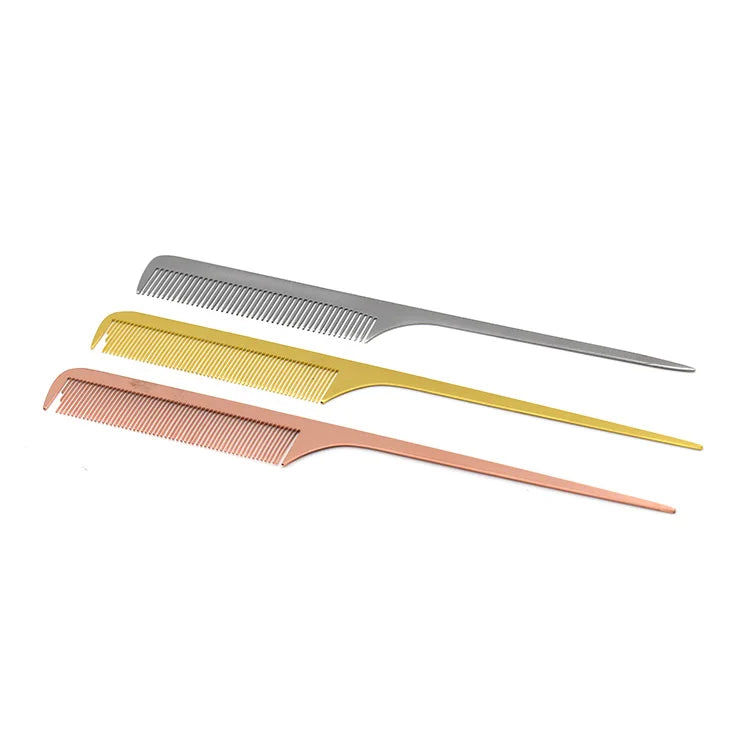 Creative Gift Long Handle Metal Rat Tail Comb With Custom LOGO