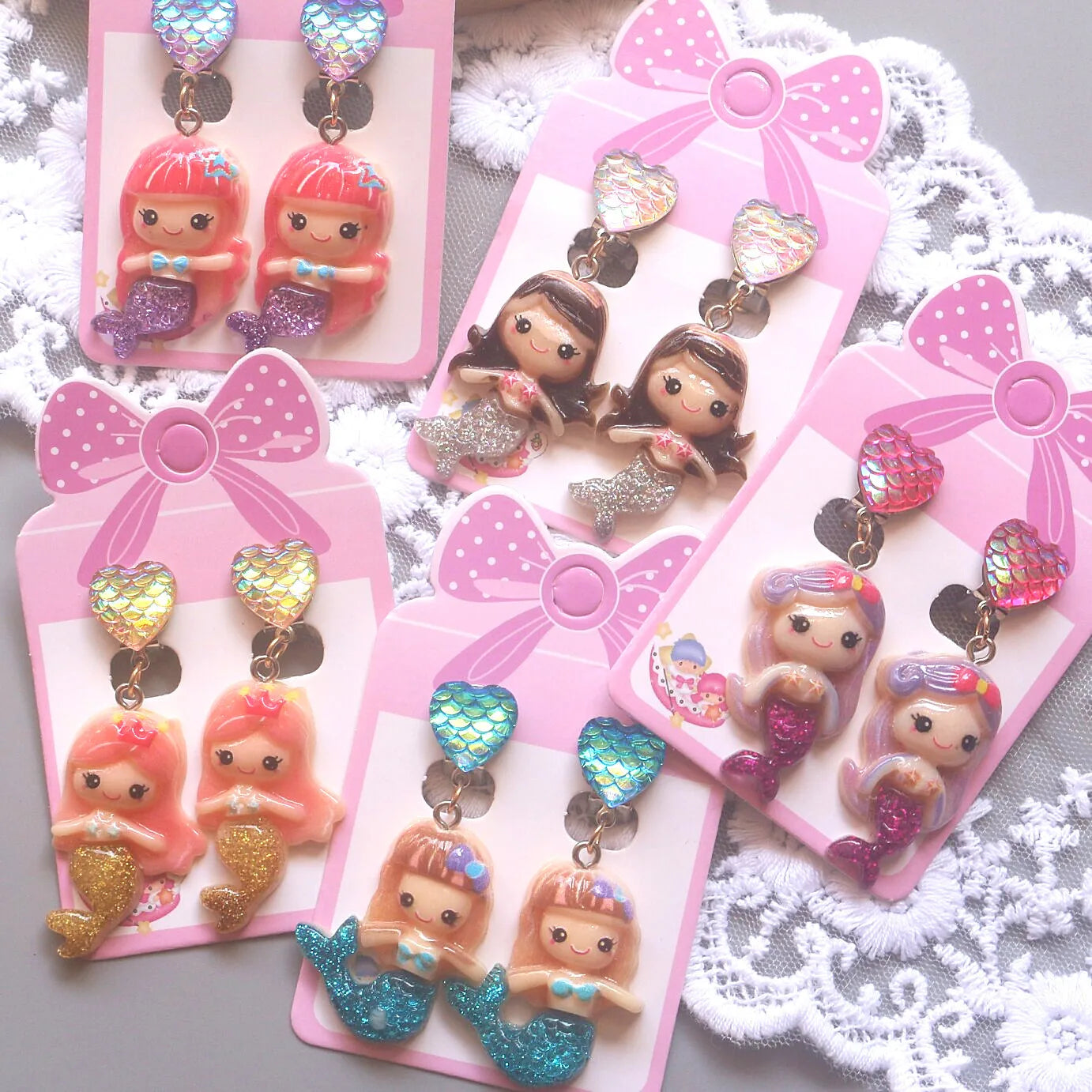 GT Children Earrings Jewelry Cartoon Princess Little Girls Heart Drop Pendants Clip on Kids Earrings