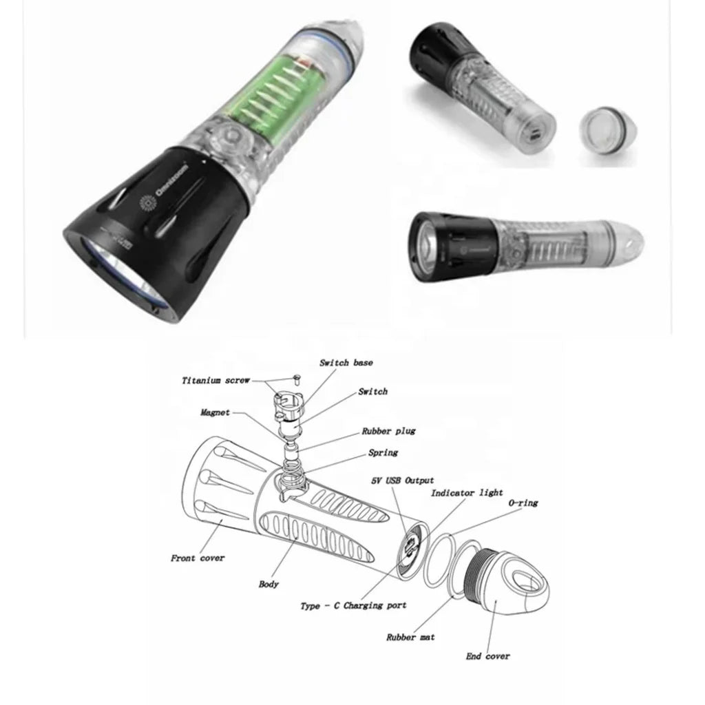 Engineering Diving Torch to 120M 14000mAh with LG Battery and CREE LED Max1200lumens