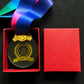 2026 Wholesale Custom Polished Crystal Glass Karate Sport Award Medallion Colorful Ribbon Medal UV Printing 70mm Diameter