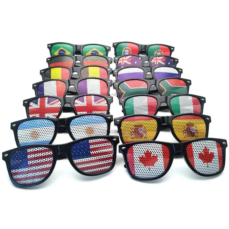 2026 Football Fans Eyeglasses Custom logo Cheap Party Decorative Plastic Flag Sunglasses Euro Cup Soccer Fans Cheering