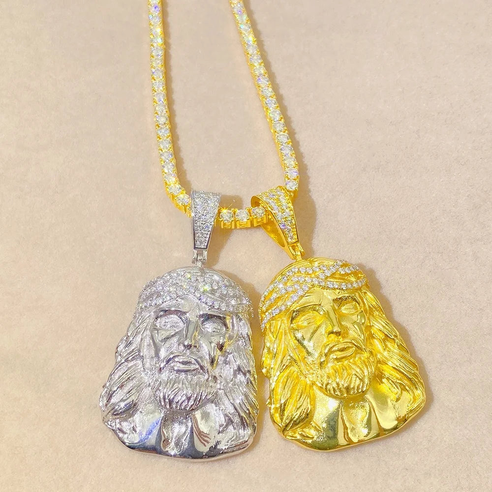 Iced Out Jewelry Hip Hop Charms Mens Sterling Silver Charms Moissanite Jesus Pendant