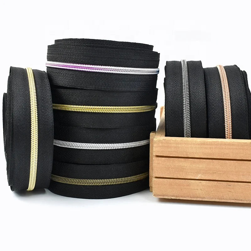 Meetee ZA155 3# 5# Clothing Repair Accessories Bag Replacement Plastic Zipper Roll Home Textile Handbag Sewing Nylon Zippers