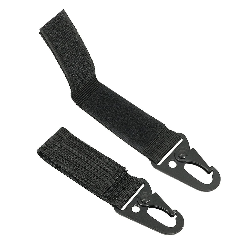 Tactical Molle Gear Clip Carabiner Hook & Loop Webbing Belt Keychain Holder Ring Buckle Durable Metal Hook