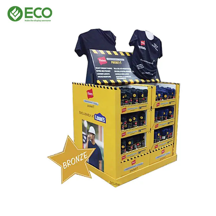 ECO Custom Clothing Shop Pallet Display Cardboard T-shirt Floor Display Stand