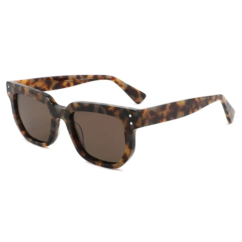 2025 High Quality New Style Men Women Vintage Tortoiseshell Shades Square Acetate TAC Polarized Lenses Sunglasses