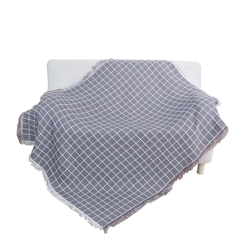 Hangzhou MuYu Textile Woven Picnic Wholesale Throw Blanket with  Tassels