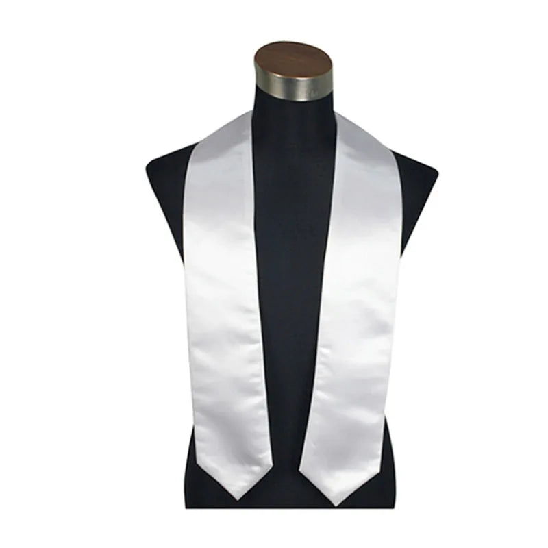White Sublimation Satin Stole Sash Girls' Winter Graduation Blank Plain Logo Accessory