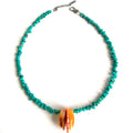 Natural Chips Turquoise Beaded Necklace with Spiny Cabochon
