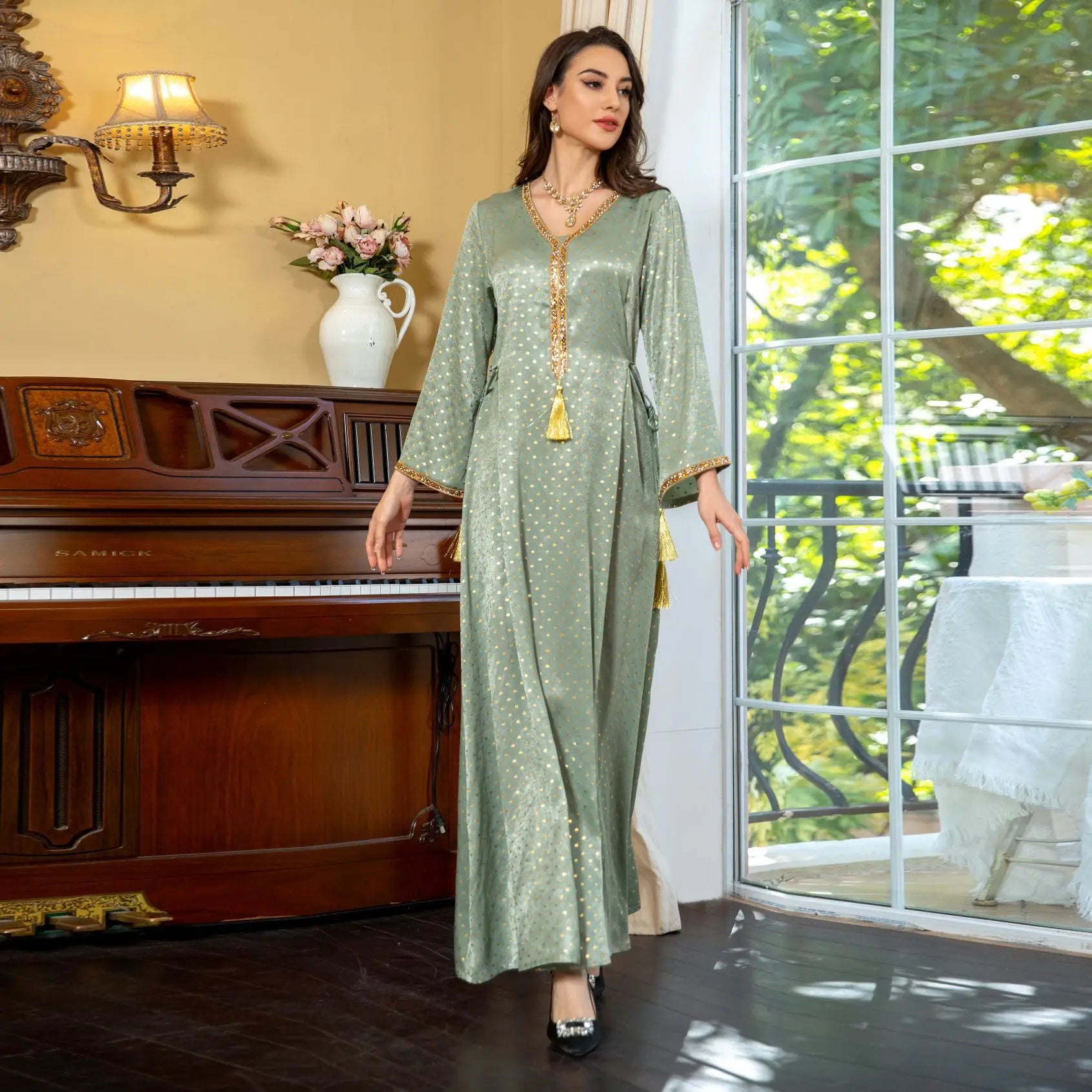 AB380 Manufacturer Muslim Dress Abaya Glitter Islamic Clothing