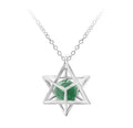 Wholesale Natural Crystal Quartz Octagonal Silver Tone Alloy Small Star Merkaba Pendant  Necklace for Women