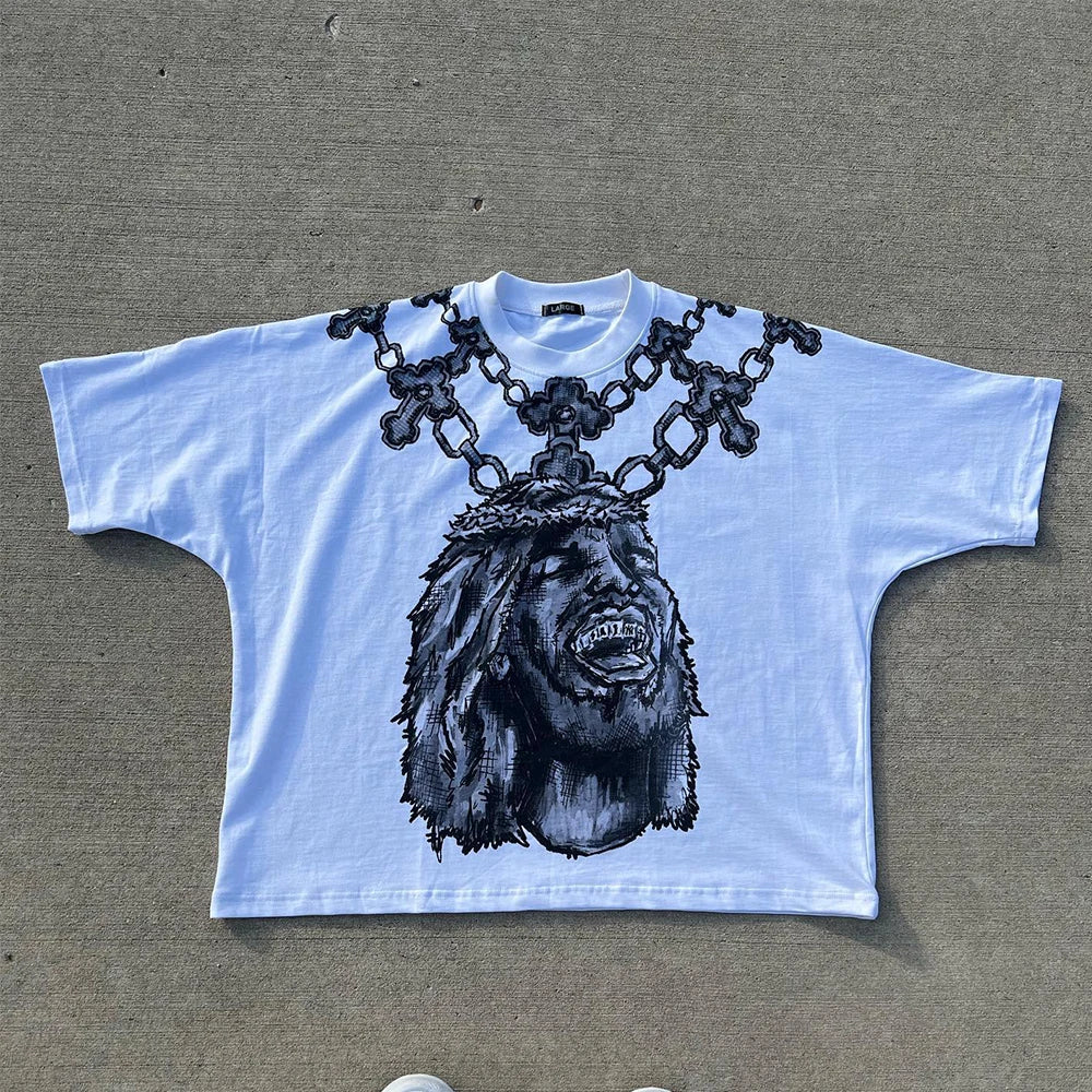White Custom Acid Wash 100% Cotton 300gsm Heavyweight Tee DTG Printing Logo T-shirt