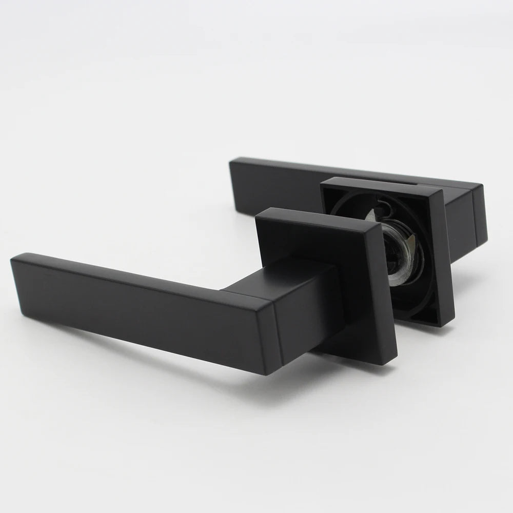 Modern Black Square Tube Door Handle Latest Design with Zinc Alloy & Split Type for Bathroom Bedroom Hotel Apartment Factory OEM