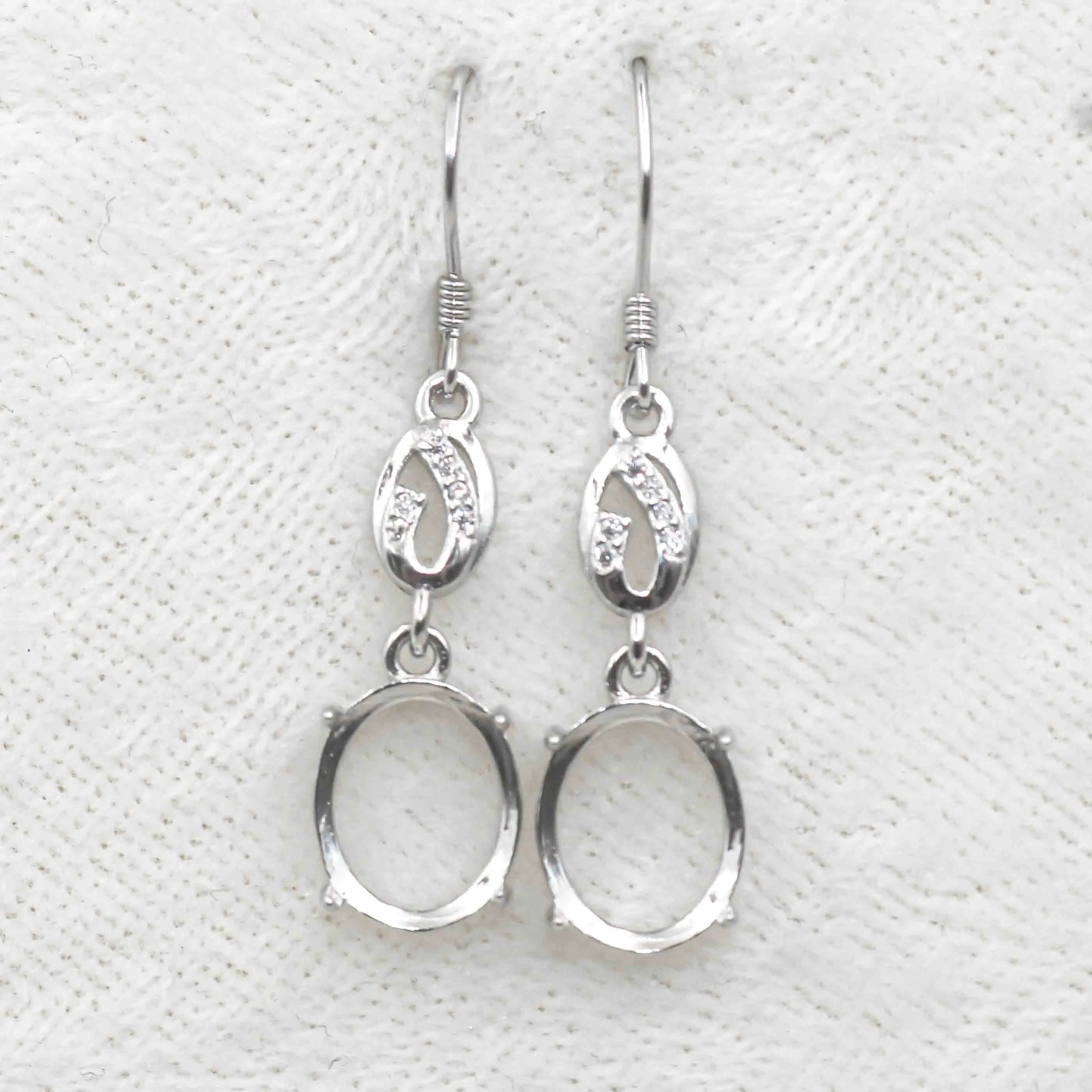 Sterling Silver 9*11mm Semi Mount Hook Earrings Empty Support Blank Claws Setting S925 Base Without Center Stone for DIY Inlay
