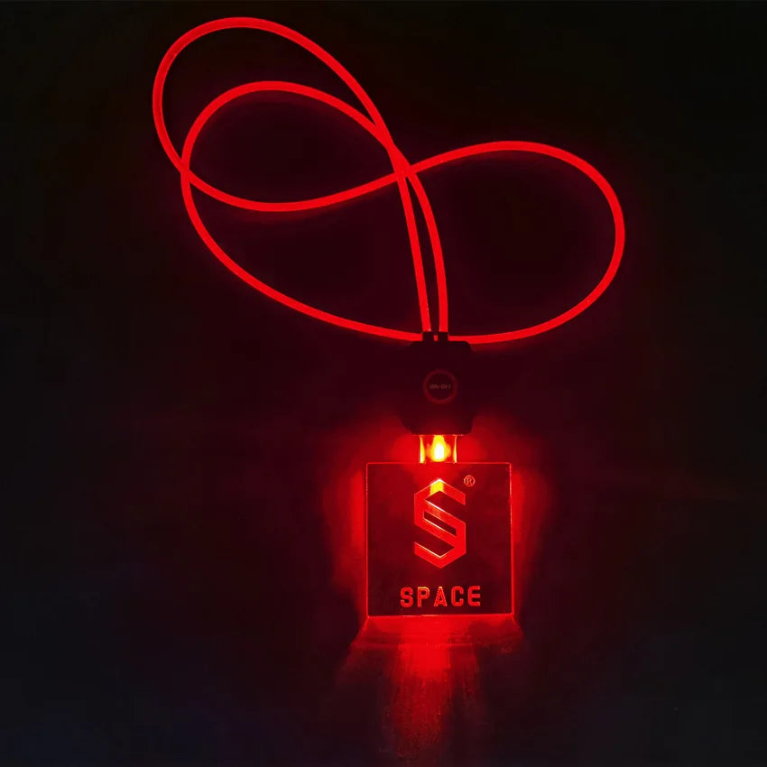 Eco-friendly Luminous Glowing Acrylic/TPU Necklace Personalized Custom Flashing LED Lanyards Rechargeable USB Light Neck Strap