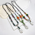 Bohemian Retro Necklace with Trendy Ceramic Beads Woven Rope and Shell Pearl Pendants Colorful Beads Handmade Gift
