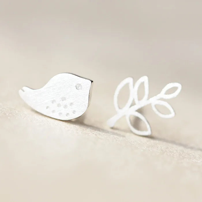 New Hot 925 Sterling Silver Bird Branches Earrings for Women Fashion Statement Jewelry