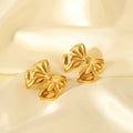 New Design Chunky 18K Gold Plated Earrings Jewelry Glossy Bow Stud Stainless Steel Earrings for Women