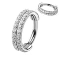 16ga Titanium Hinged Clicker Segment Cartilage Helix Hoop 2-Layer White Gem CZ with Zircon Implant Grade for Children